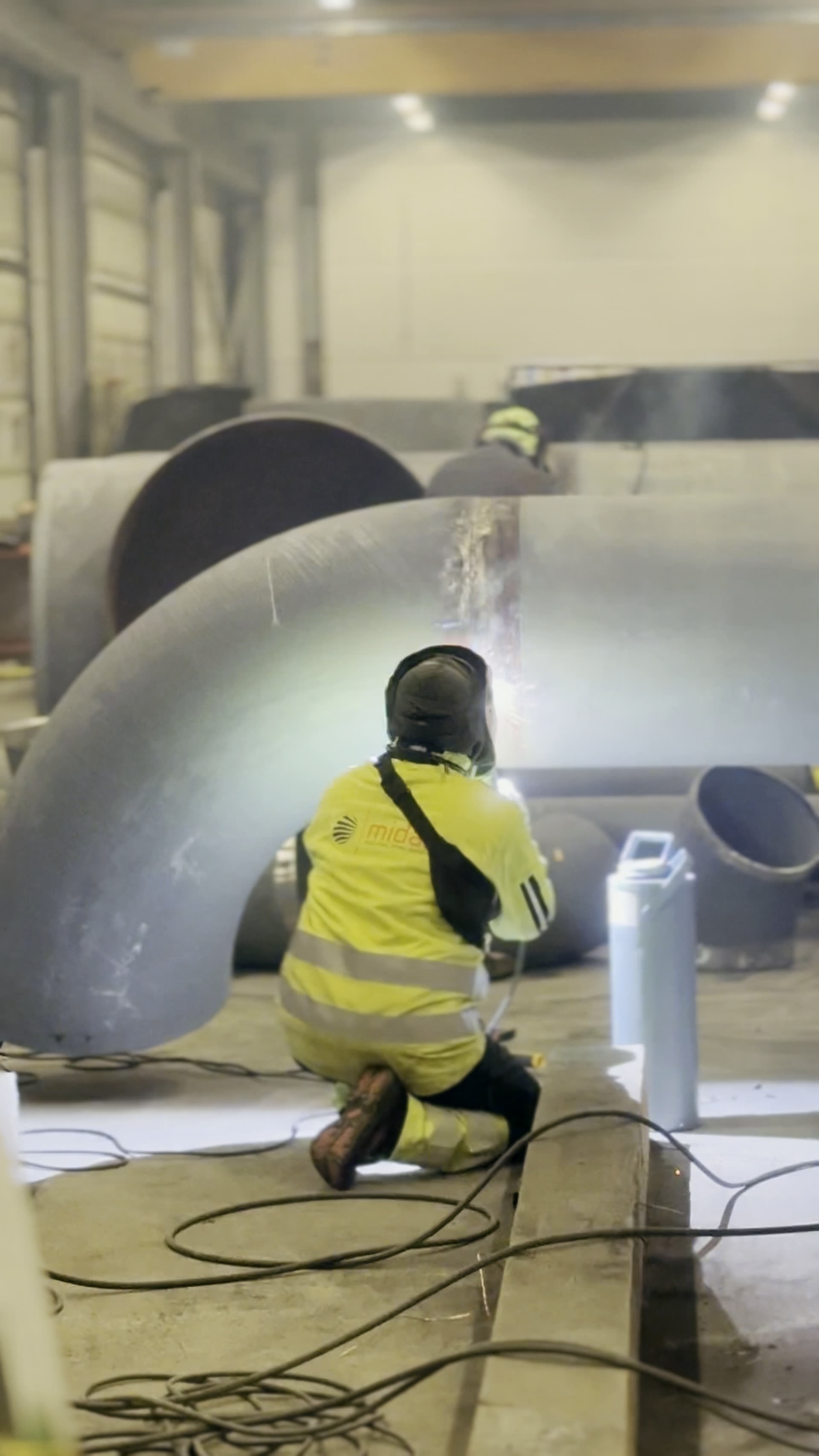 Stegra — Large Diameter Pipe Prefabrication for Green Steel — on-site footage